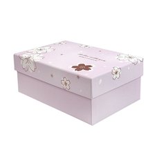 Подарункова коробка з квітами рожева, L - 28.5х21.5х11 см фото і опис