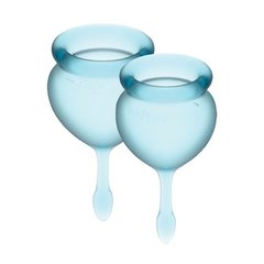 Набор менструальных чаш Satisfyer Feel Good (light blue), 15мл и 20мл, мешочек для хранения фото і опис